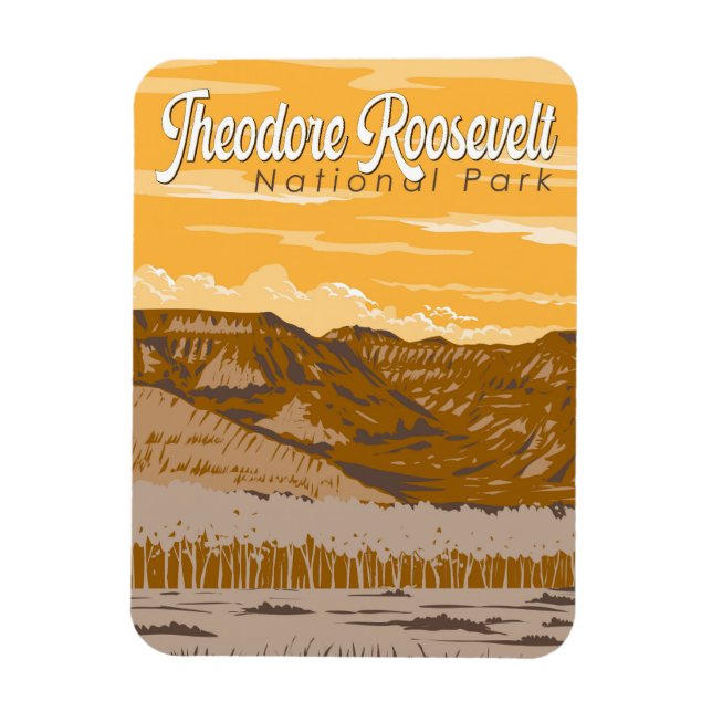 Theodore Roosevelt National Park Illustration Art Magnet (Vertical)