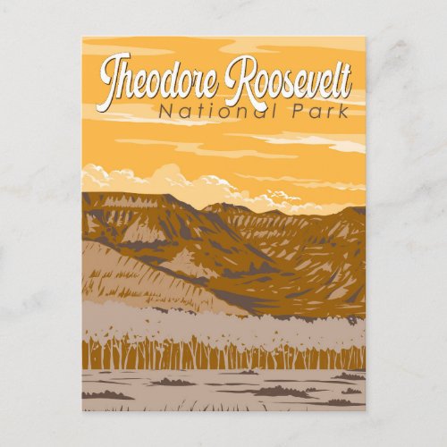 Theodore Roosevelt National Park Illustration Art Postcard