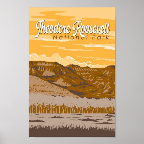Theodore Roosevelt National Park Illustration Art Poster