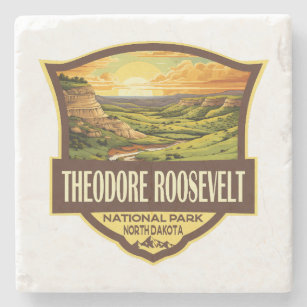 Theodore Roosevelt National Park Illustration Art Stone Coaster