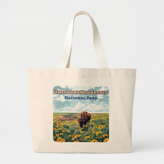 Theodore Roosevelt National Park North Dakota Large Tote Bag (Front)