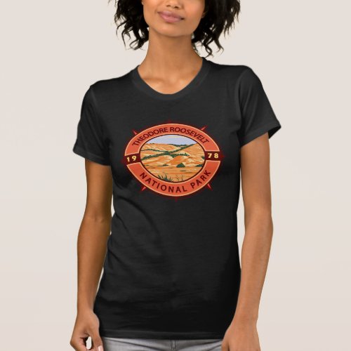 Theodore Roosevelt National Park Retro Compass T_Shirt