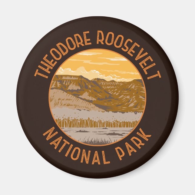 Theodore Roosevelt National Park Retro Distressed Magnet (Front)