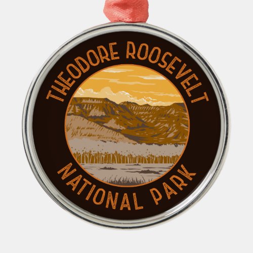Theodore Roosevelt National Park Retro Distressed Metal Ornament