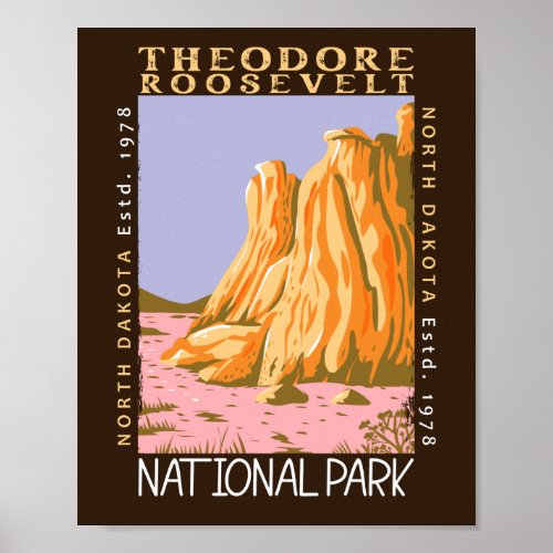 Theodore Roosevelt National Park Retro Distressed Poster