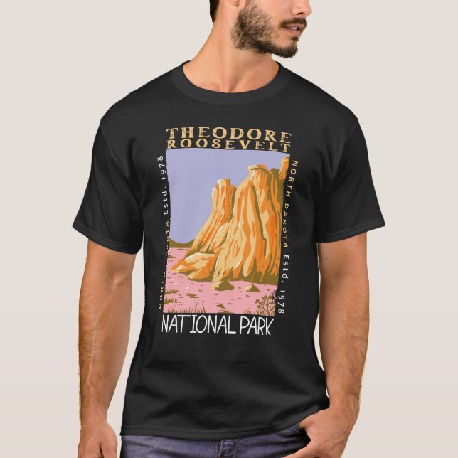 Theodore Roosevelt National Park Retro Distressed  T-Shirt (Front)