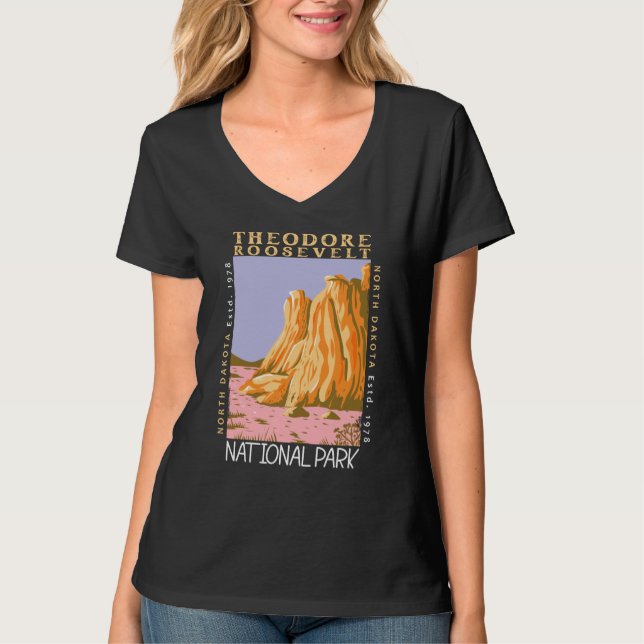 Theodore Roosevelt National Park Retro Distressed T-Shirt (Front)