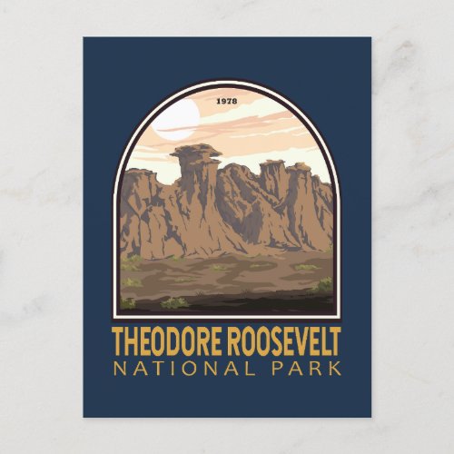 Theodore Roosevelt National Park Vintage Emblem Postcard