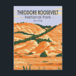 Theodore Roosevelt National Park Vintage Postcard<br><div class="desc">Theodore Roosevelt vector artwork design. The park is an American national park comprising three geographically separated areas of badlands in western North Dakota.</div>