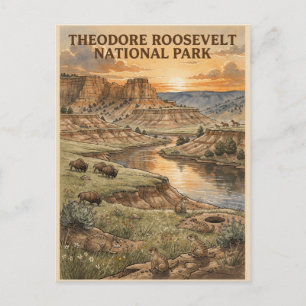 Theodore Roosevelt National Park Vintage Travel Postcard
