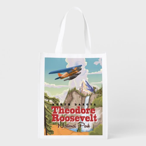 Theodore Roosevelt Park vintage travel poster Grocery Bag