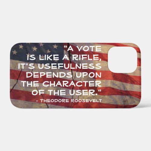 Theodore Roosevelt Quote Over Flag Background iPhone 12 Mini Case