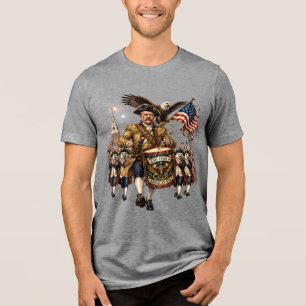 Theodore Roosevelt Revolutionary Drummer 4th July  Tri-Blend Shirt