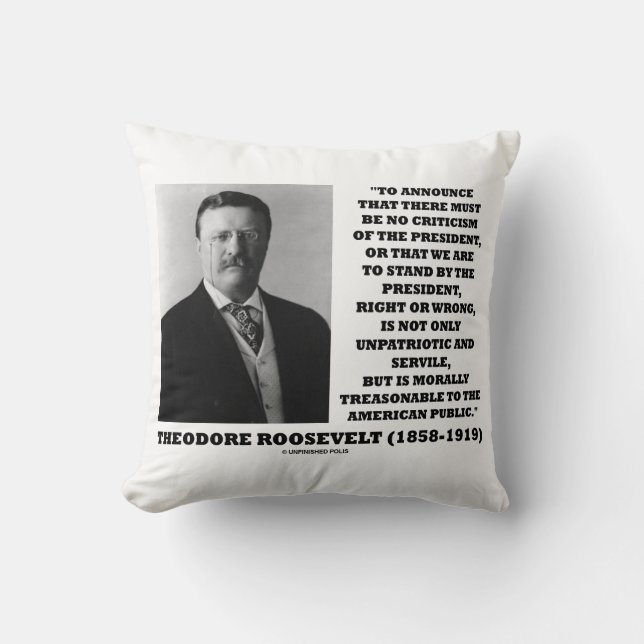 Theodore Roosevelt Treasonable American Public Throw Pillow (Front)
