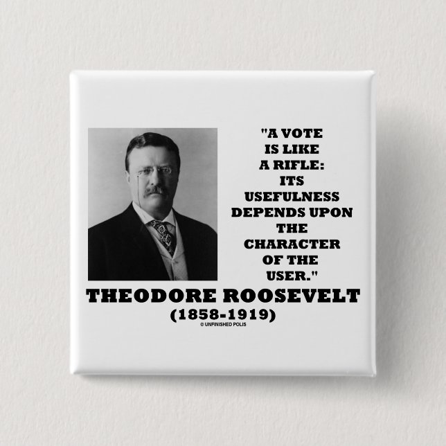Theodore Roosevelt Vote Is Like A Rifle Character Pinback Button (Front)
