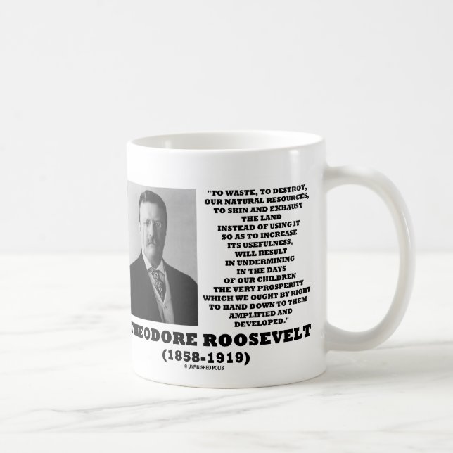 Theodore Roosevelt Waste Destroy Natural Resources Coffee Mug (Right)
