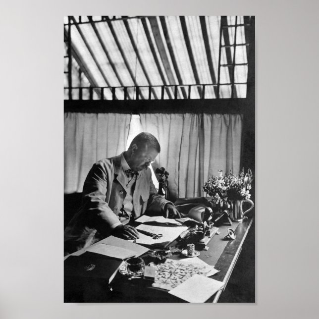 Theodore Roosevelt Working At Desk - Sagamore Hill Poster (Front)