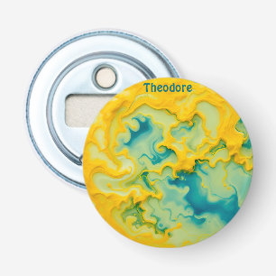 THEODORE ~ Shades of Aqua Yellow Blue 3D ~  Bottle Opener