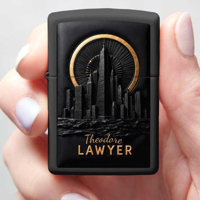 Theodore's Art Deco Corporate Lawyer Keepsake Zippo Lighter (In Hand)