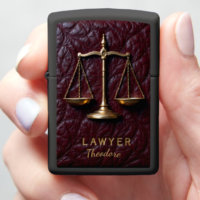 Theodore's Classic Gold Scale Lawyer Keepsake Zippo Lighter (In Hand)