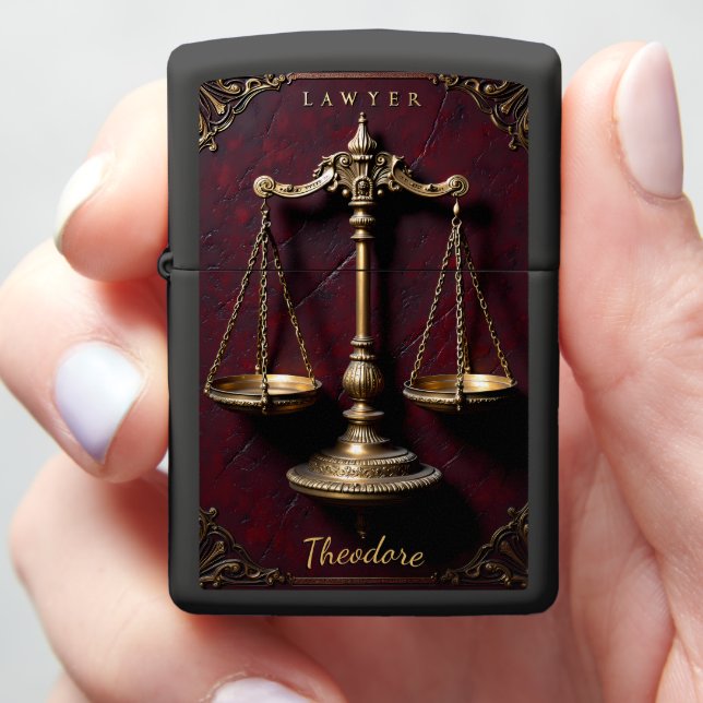 Theodore's Marble Scale Advocate Keepsake Gift Zippo Lighter (In Hand)