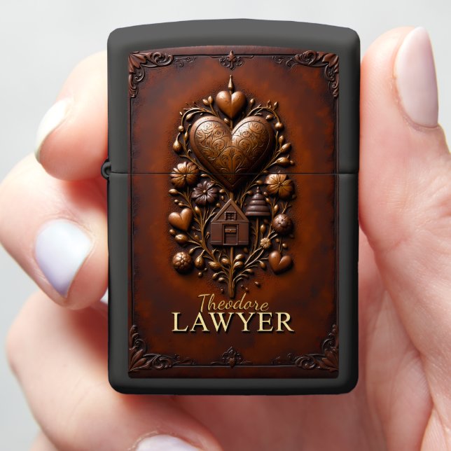 Theodore's Ornate Floral Heart Family Home Gift Zippo Lighter (In Hand)