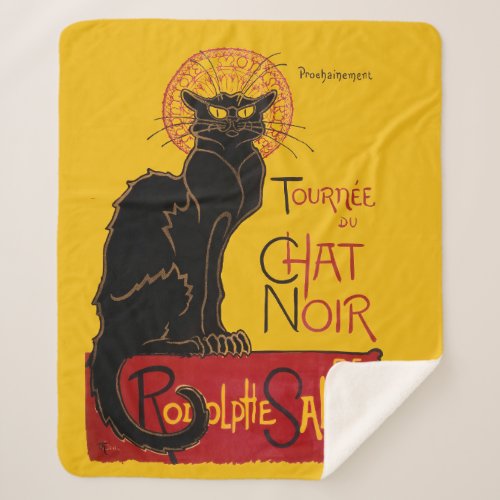 Theophile Steinlen _ Le Chat Noir Vintage Sherpa Blanket