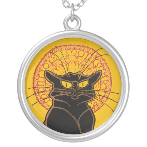 Theophile Steinlen _ Le Chat Noir Vintage Silver Plated Necklace
