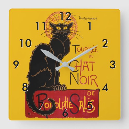 Theophile Steinlen _ Le Chat Noir Vintage Square Wall Clock