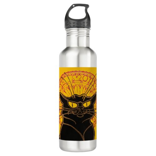 Theophile Steinlen _ Le Chat Noir Vintage Stainless Steel Water Bottle