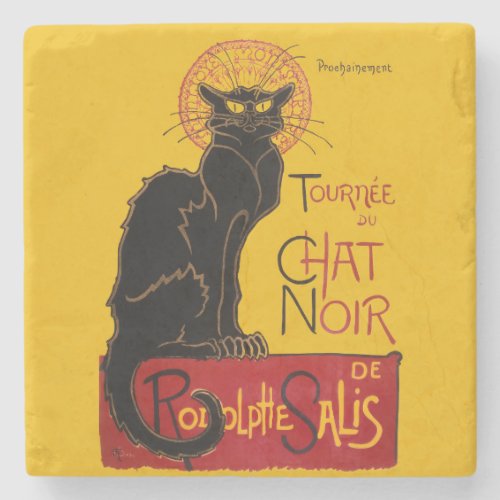 Theophile Steinlen _ Le Chat Noir Vintage Stone Coaster