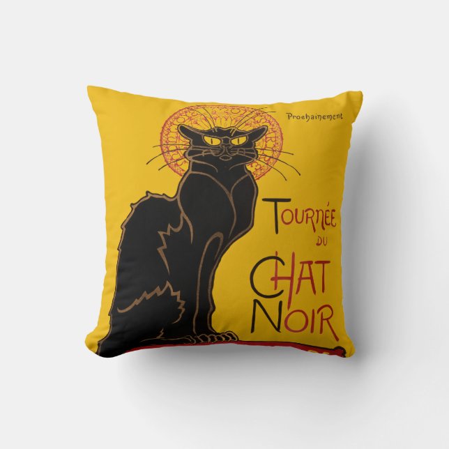 Theophile Steinlen - Le Chat Noir Vintage Throw Pillow (Front)
