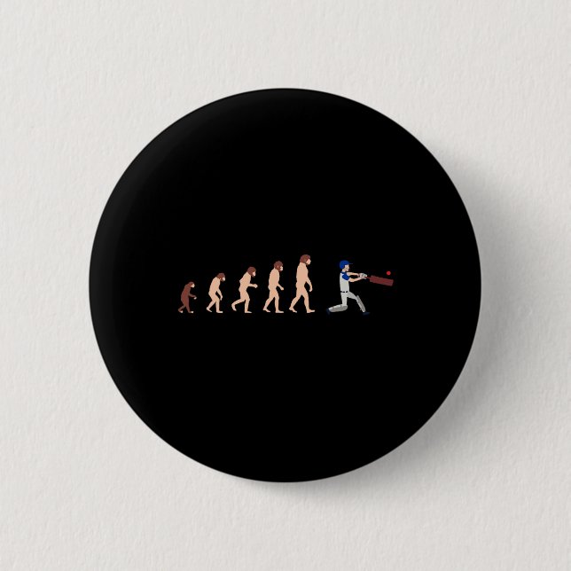 Theory Of Evolution Cricket Player Funny  Button (Front)