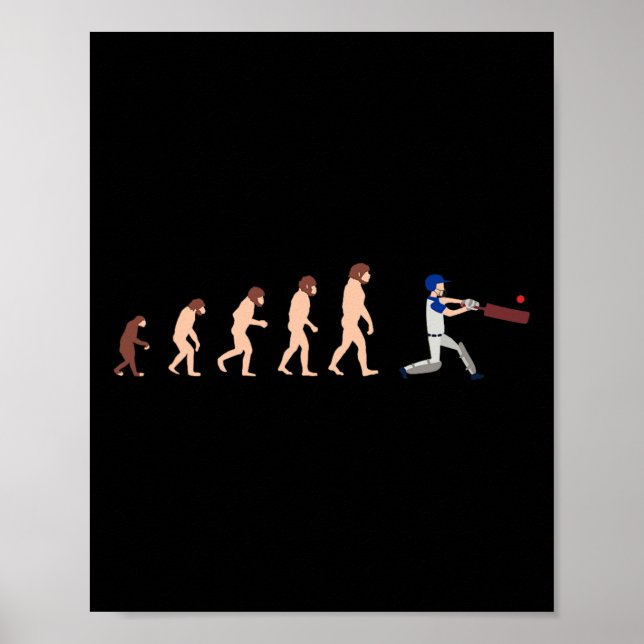 Theory Of Evolution Cricket Player Funny  Poster (Front)