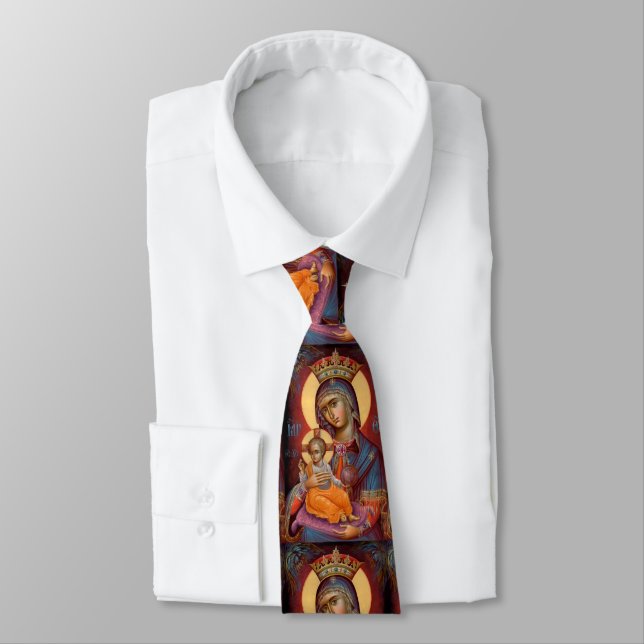Theotkos Mary Holding Baby Jesus Neck Tie (Tied)