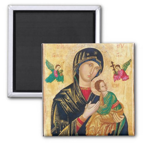 Theotokos and Christ Child with Angels Icon Magnet