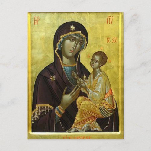 Theotokos and the Christ Child Gold Background Postcard