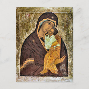 Theotokos and the Christ Child Icon Postcard
