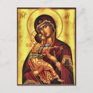 Theotokos and the Christ Child Orthodox Icon Postcard