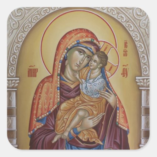 Theotokos and the Christ Child Square Sticker