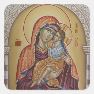 Theotokos and the Christ Child Square Sticker