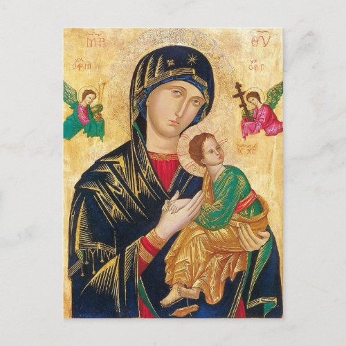 Theotokos Baby Jesus and Angels Icon Postcard