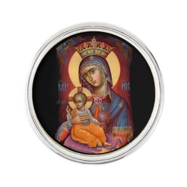 Theotokos Mary Holding Jesus Pin (Front)