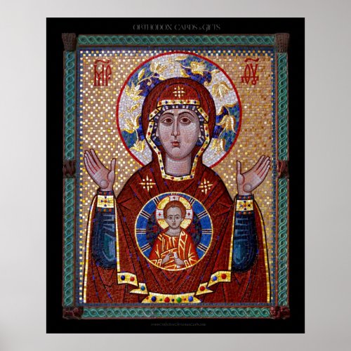 Theotokos of the Sign mosaic Icon Poster