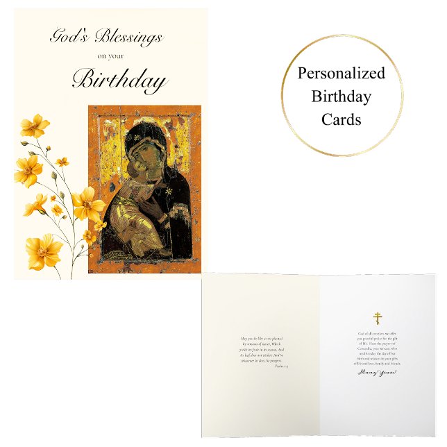 Theotokos of Vladimir Icon Orthodox Birthday Card  (Creator Uploaded)