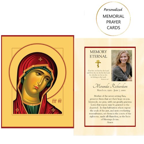 Theotokos Orthodox Christian Funeral Prayer Card