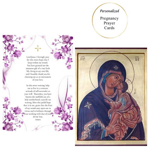 Theotokos  the Christ Child Pregnancy Prayer Card