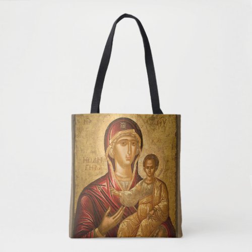 Theotokos Virgin Mary Christ Child Icon    Tote Bag
