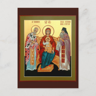 Theotokos with St. Nicholas and Blessed Seraphim Postcard