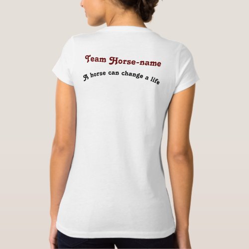 Therapeion womens tee with changeable horse name